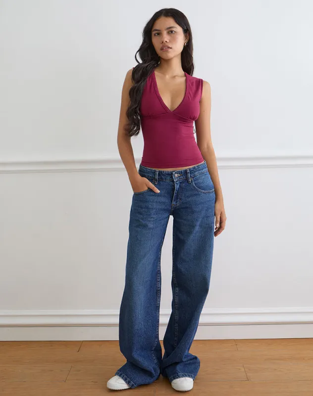 Emberly Plunge Top in Burgundy made by Motel Rocks