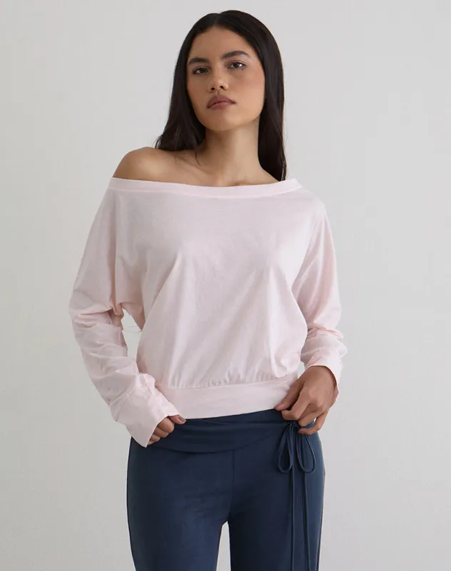 Daral Long Sleeve Top in Jersey Light Pink made by Motel Rocks