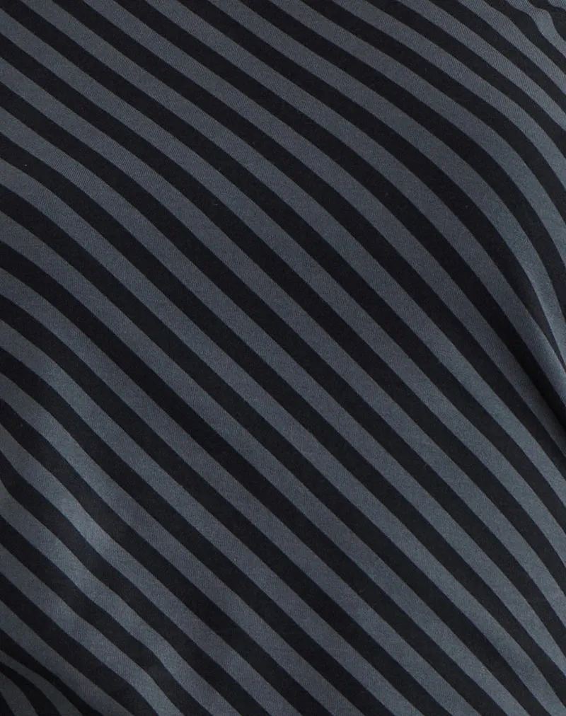 Danama One Shoulder Top in Oblique Stripe Ocean Storm sold by Motel Rocks product image thumbnail 5