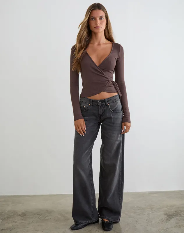Dakyung Long Sleeve Top in Thick Rib Coffee Quartz made by Motel Rocks