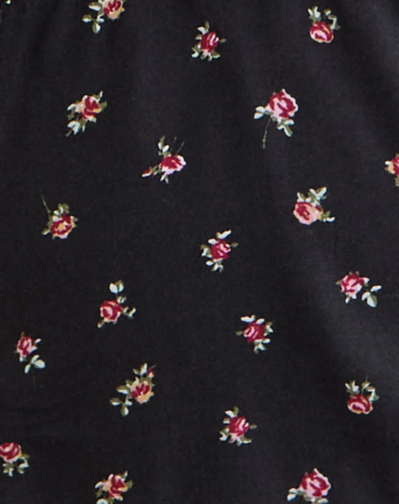 Asana Top in Black with Red Rose Ditsy Print sold by Motel Rocks product image thumbnail 5