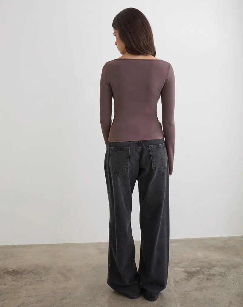 Donela Long Sleeve Top with Flower Ring in Coffee Quartz sold by Motel Rocks product image thumbnail 5