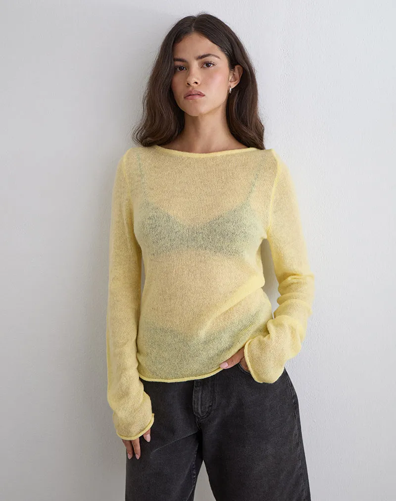 Aika Long Sleeve Top in Sheer Knit Lemon sold by Motel Rocks product image thumbnail 4