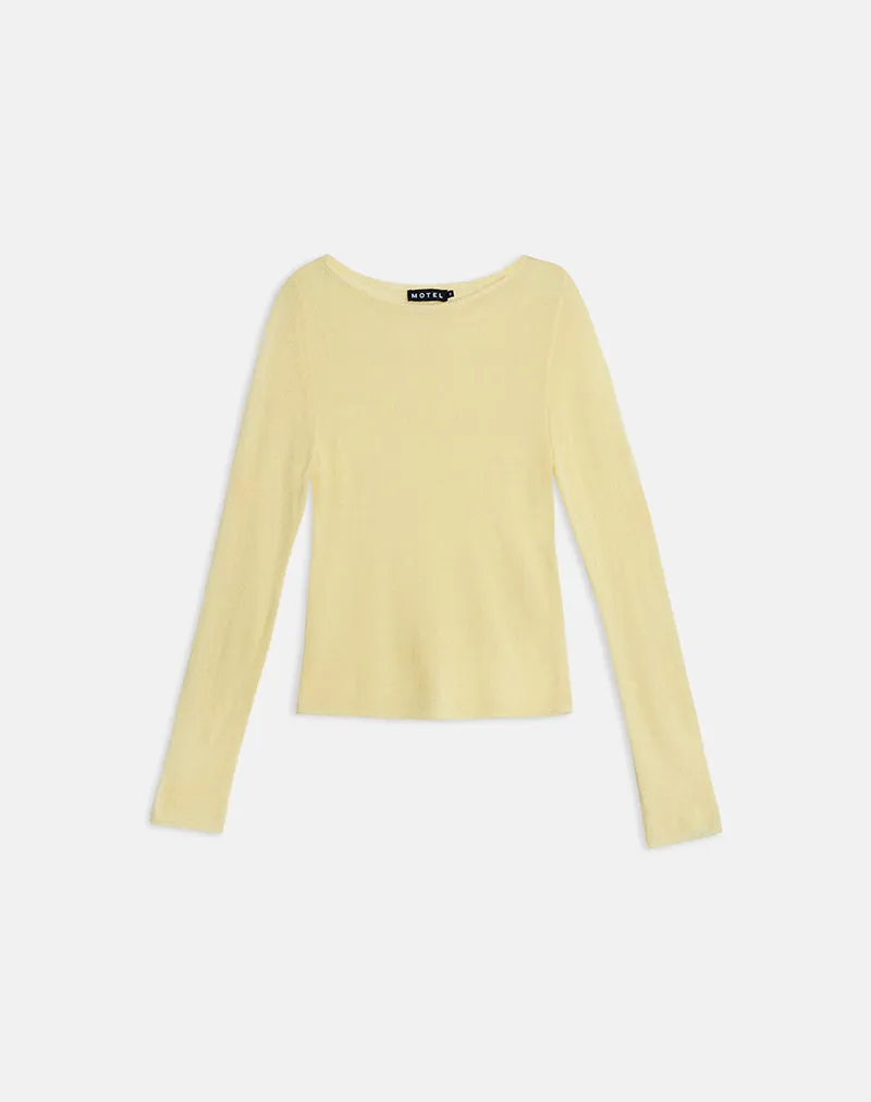 Aika Long Sleeve Top in Sheer Knit Lemon sold by Motel Rocks product image thumbnail 5