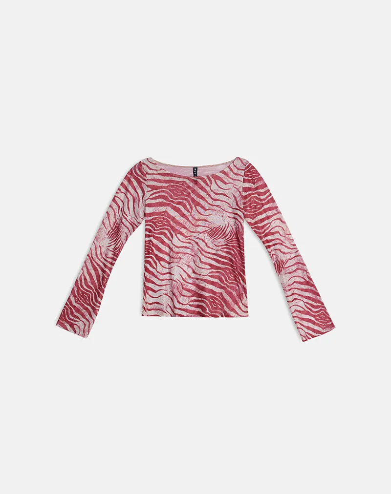 Tineko Long Sleeve Top in Wild Animal Red sold by Motel Rocks product image thumbnail 5
