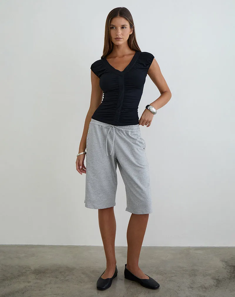 Atheia Gathered V-Neck Top in Rayon Jersey Black sold by Motel Rocks product image thumbnail 3