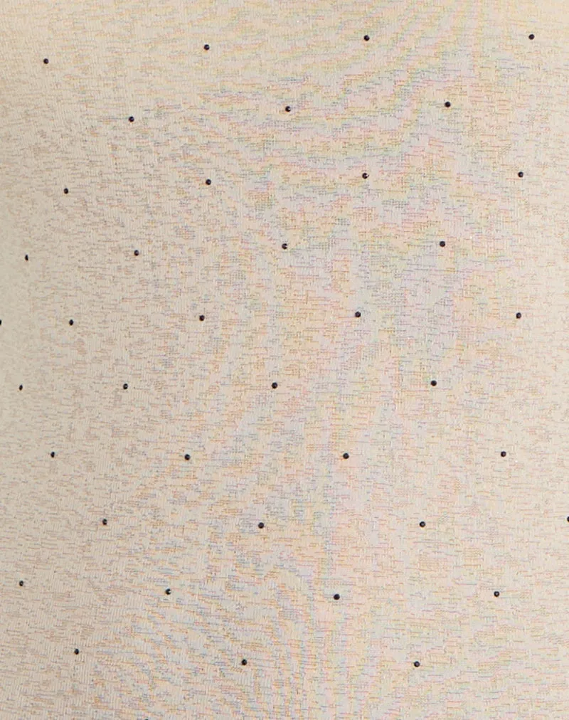 Tineko Long Sleeve Top in Polka Textured Jersey Beige sold by Motel Rocks product image thumbnail 5