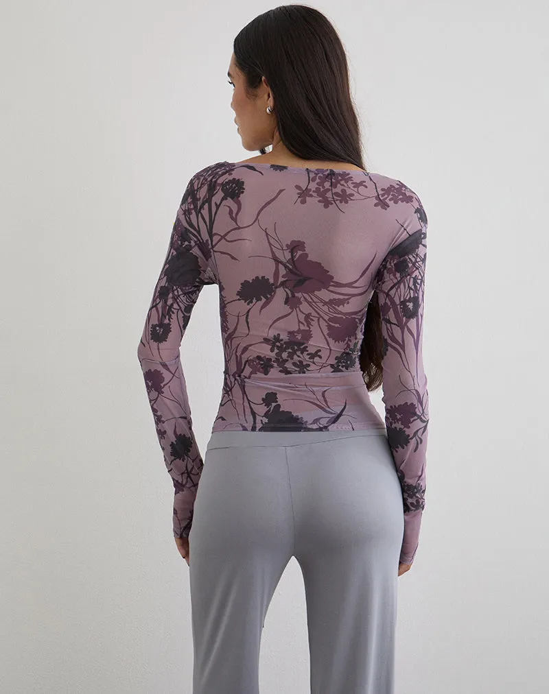 Jaydra Top in Flock Shadow Flower Purple sold by Motel Rocks product image thumbnail 4