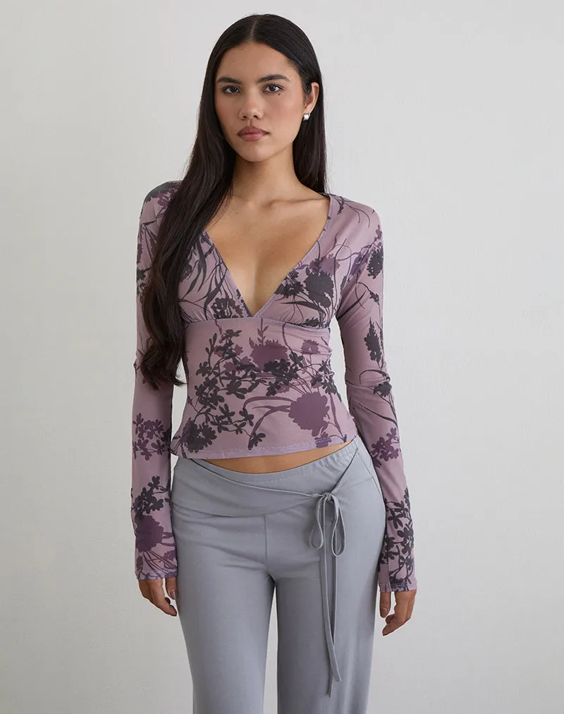 Jaydra Top in Flock Shadow Flower Purple sold by Motel Rocks product image thumbnail 5
