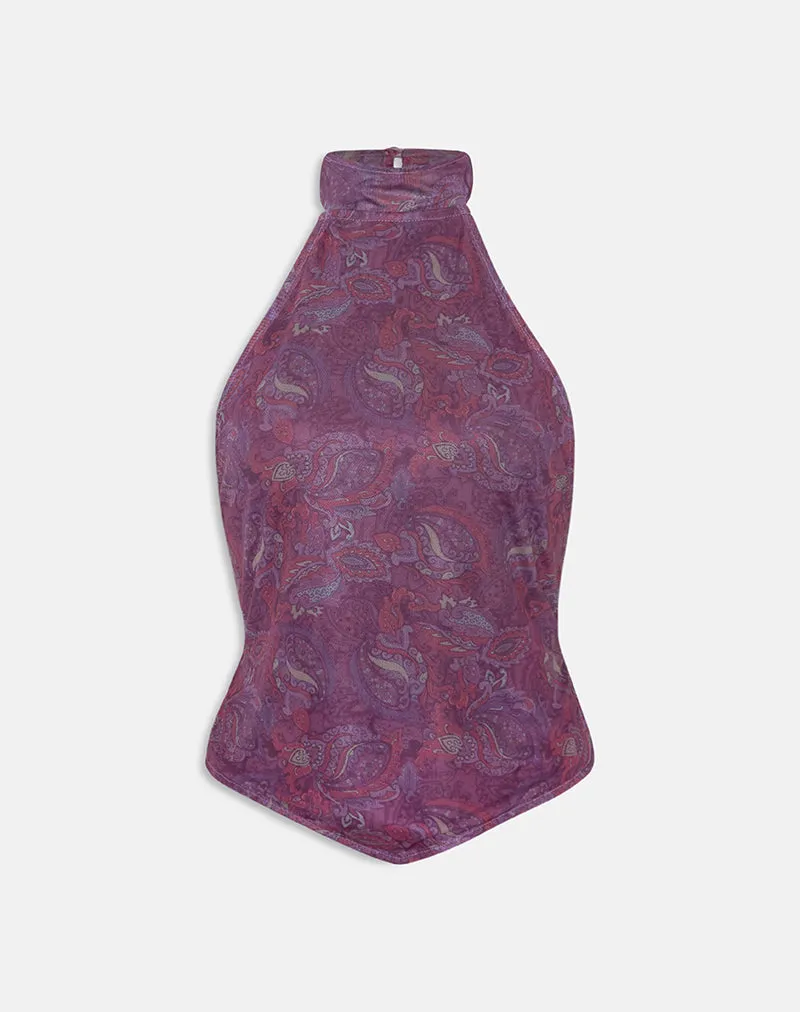 Ares Halterneck Top in Purple Regal Paisley sold by Motel Rocks product image thumbnail 5