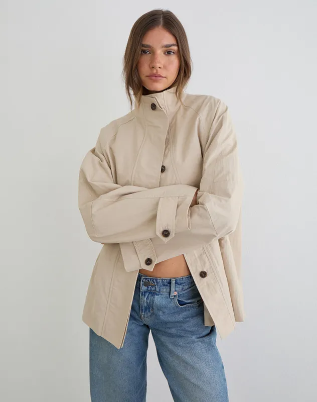 Saipul Oversize Jacket in Beige sold by Motel Rocks