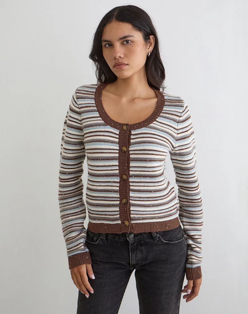 Aniha Long Sleeve Top in Knit Stripe Blue and Brown sold by Motel Rocks product image thumbnail 4