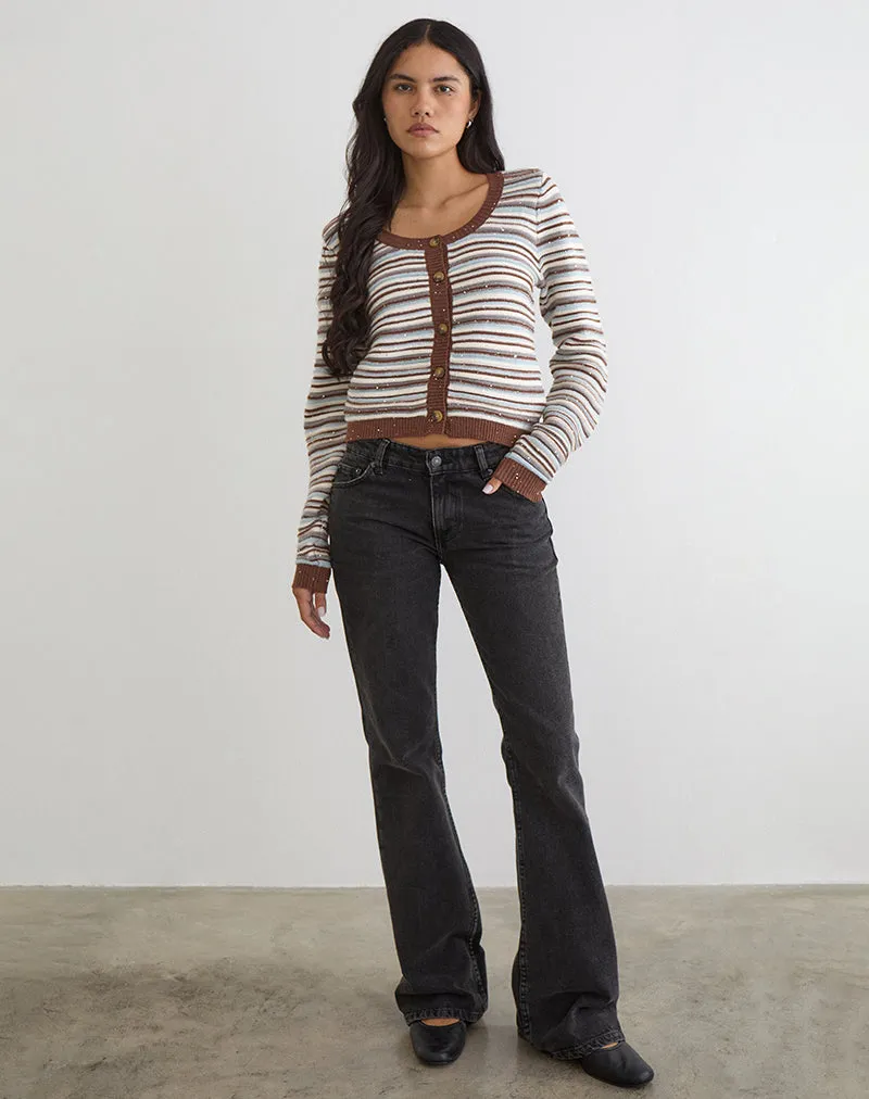 Aniha Long Sleeve Top in Knit Stripe Blue and Brown sold by Motel Rocks product image thumbnail 2