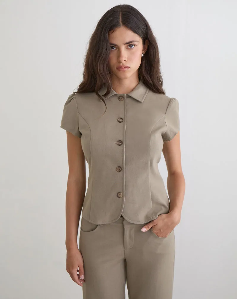 Maorah Blouse in Tailoring Light Taupe sold by Motel Rocks product image thumbnail 2