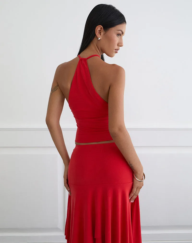 Lanthe Deep Plunge Top in Cupro Red sold by Motel Rocks product image thumbnail 3