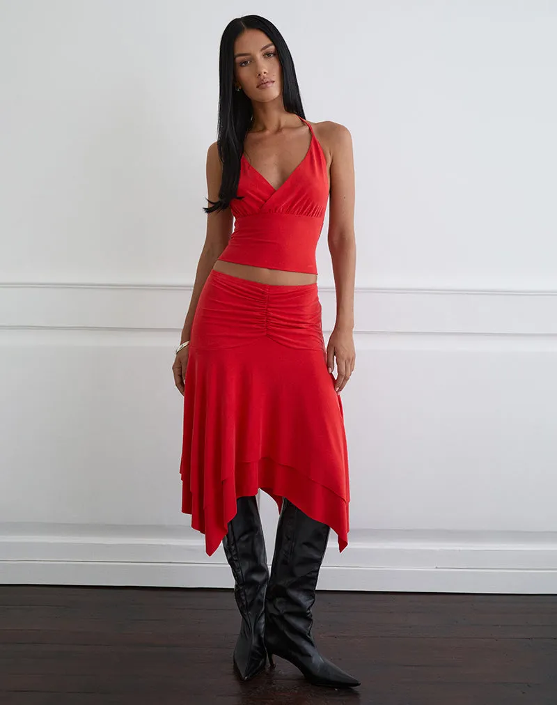 Lanthe Deep Plunge Top in Cupro Red sold by Motel Rocks product image thumbnail 5