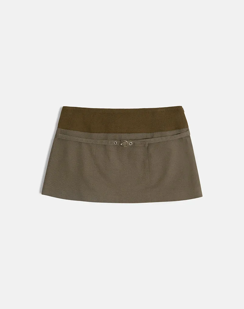 Desau Mini Skirt in Twill Khaki sold by Motel Rocks product image thumbnail 5