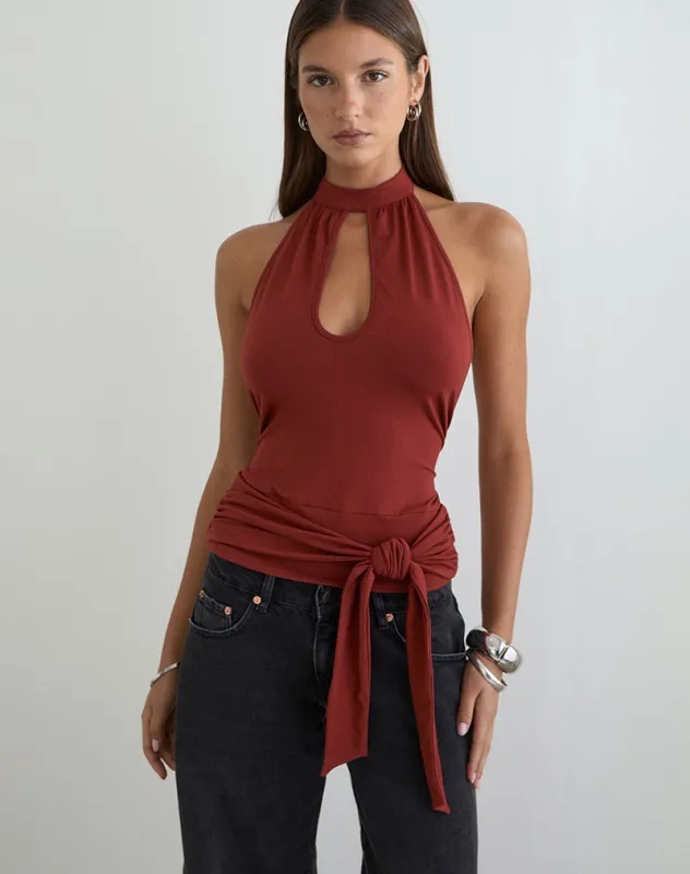 Verbina Keyhole Top in Jersey Fired Brick made by Motel Rocks