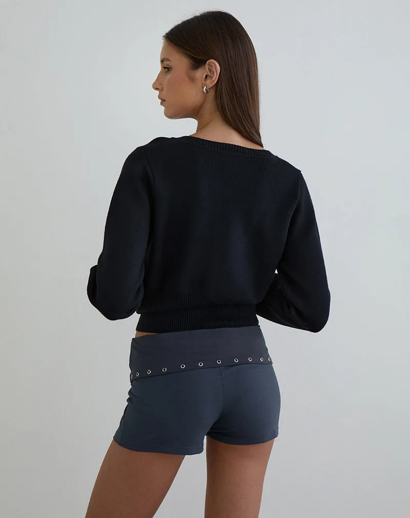 Gojo Short in Jersey Ocean Storm with Eyelets sold by Motel Rocks product image thumbnail 5