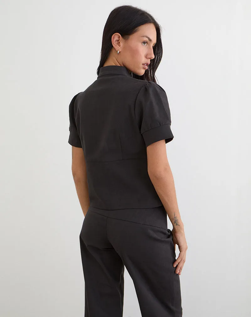 Renia Button Top in Dark Grey sold by Motel Rocks product image thumbnail 5