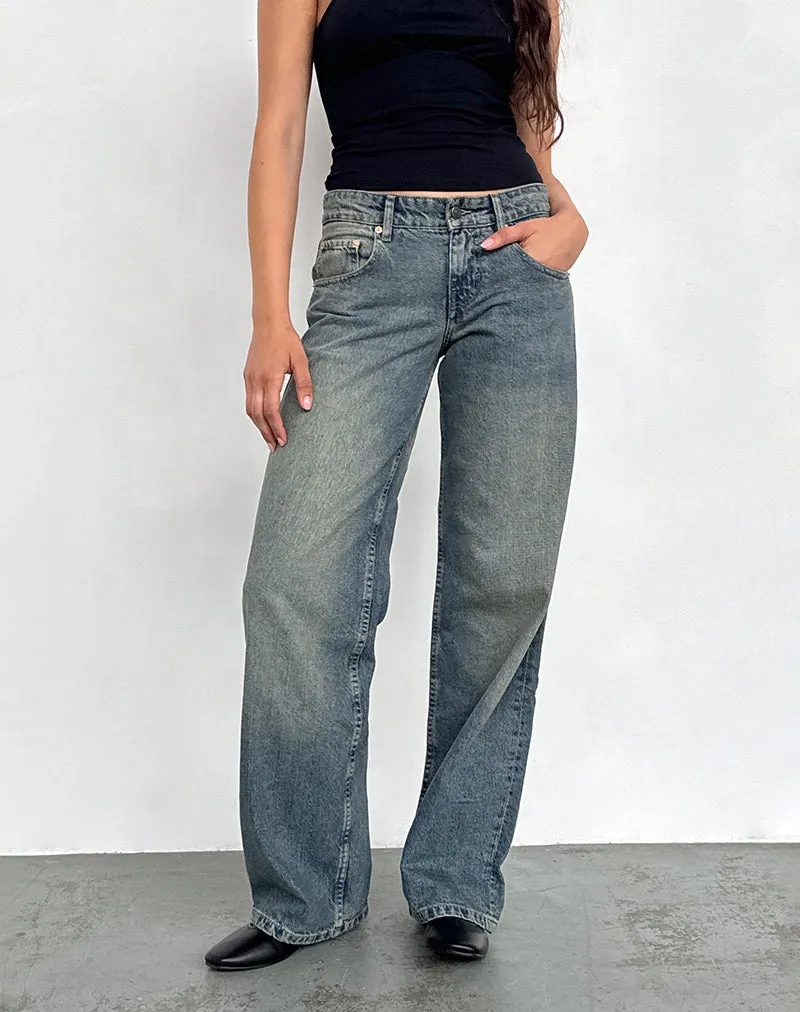 Low Rise Parallel Jeans in Extreme Blue Green sold by Motel Rocks