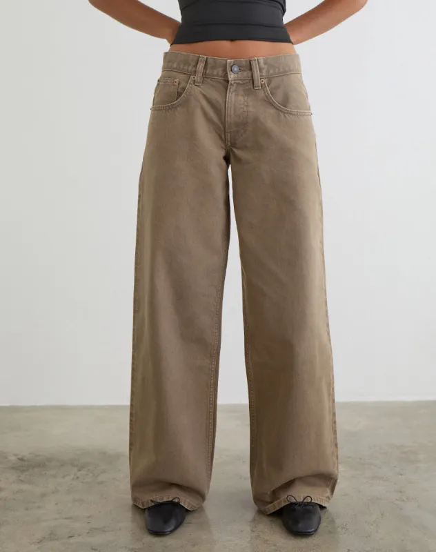 Low Rise Roomy Jeans in Bronze sold by Motel Rocks