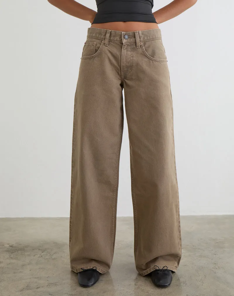 Low Rise Roomy Jeans in Bronze sold by Motel Rocks