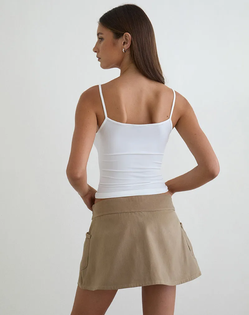 Enyo Mini Skirt in Twill Khaki with Side Pocket sold by Motel Rocks product image thumbnail 4