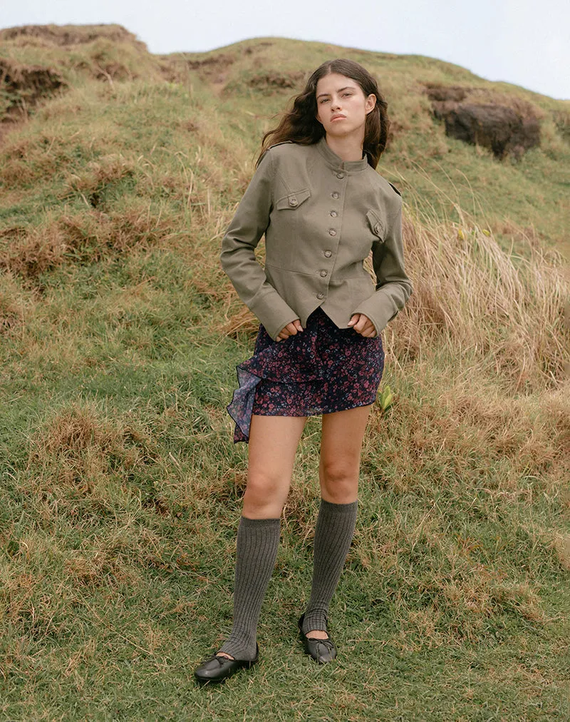 Naru Mini Skirt in Chiffon Scattered Floral Black and Red sold by Motel Rocks product image thumbnail 4