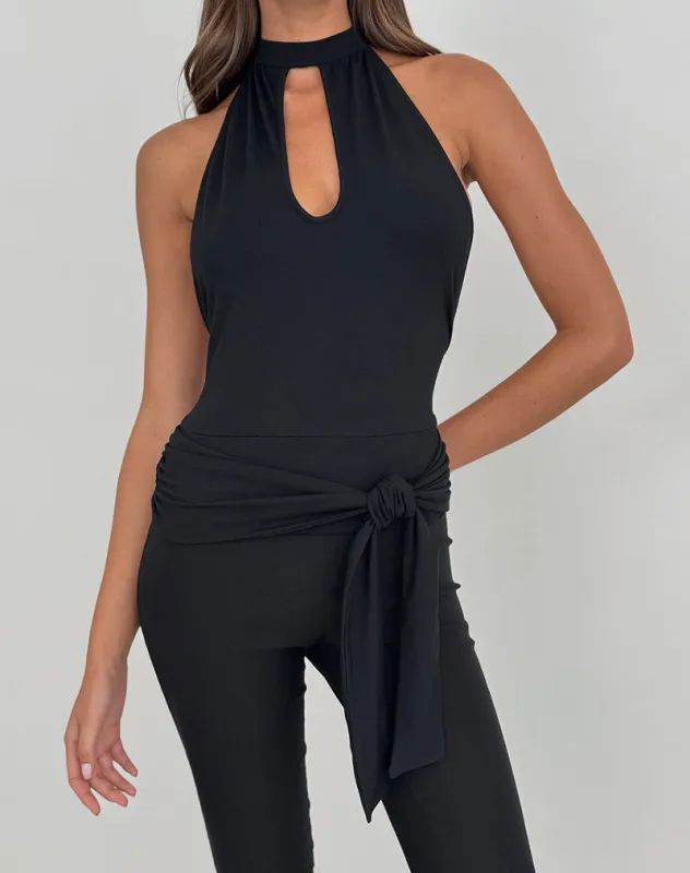 Verbina Keyhole Top in Jersey Black made by Motel Rocks