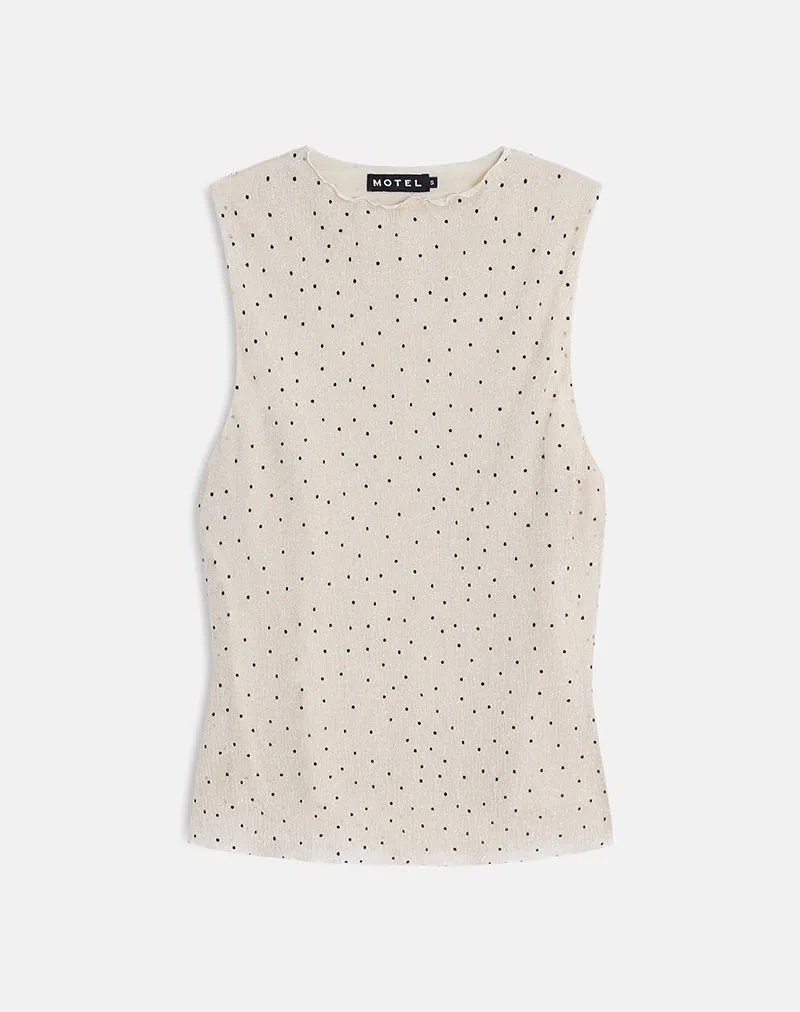 Marista Top in Cream Polka Mesh Plisse sold by Motel Rocks product image thumbnail 3