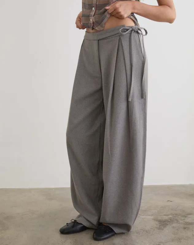 Arden Tie Waist Trouser in Tailoring Grey made by Motel Rocks