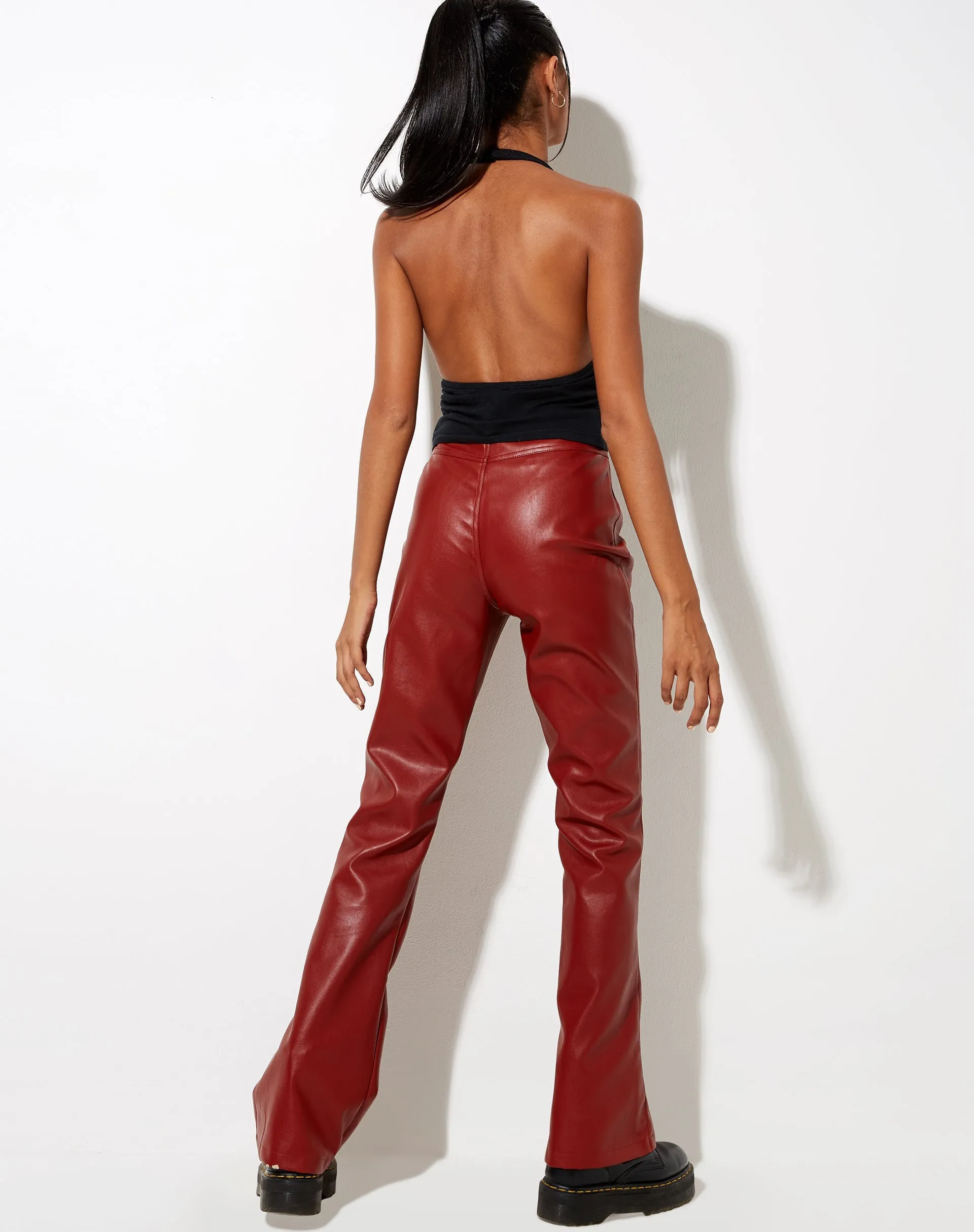 Zoven Flare Trouser in Pu Red sold by Motel Rocks product image thumbnail 4