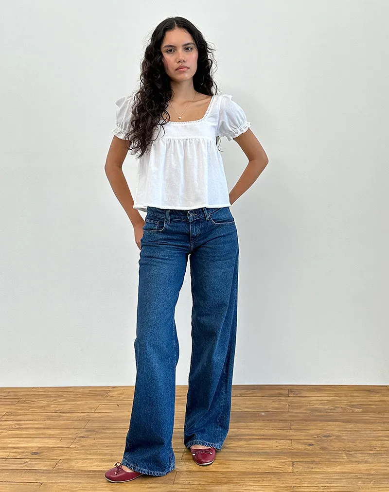 Axoni Square Neck Blouse in Linen White sold by Motel Rocks product image thumbnail 4