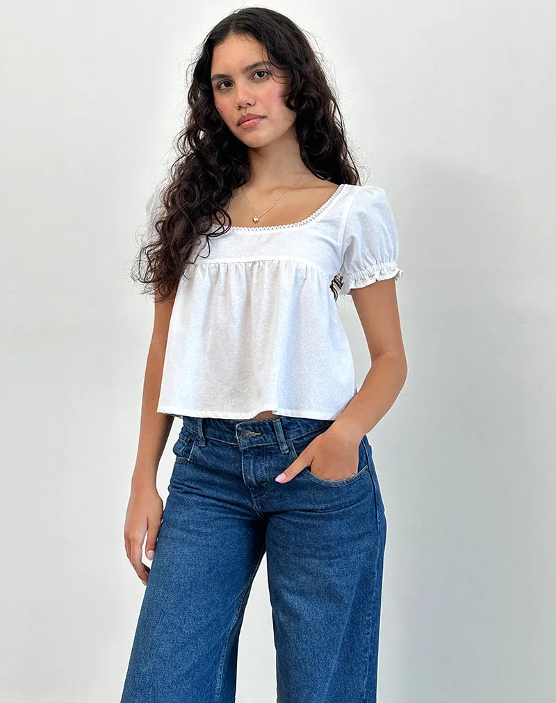 Axoni Square Neck Blouse in Linen White sold by Motel Rocks product image thumbnail 2