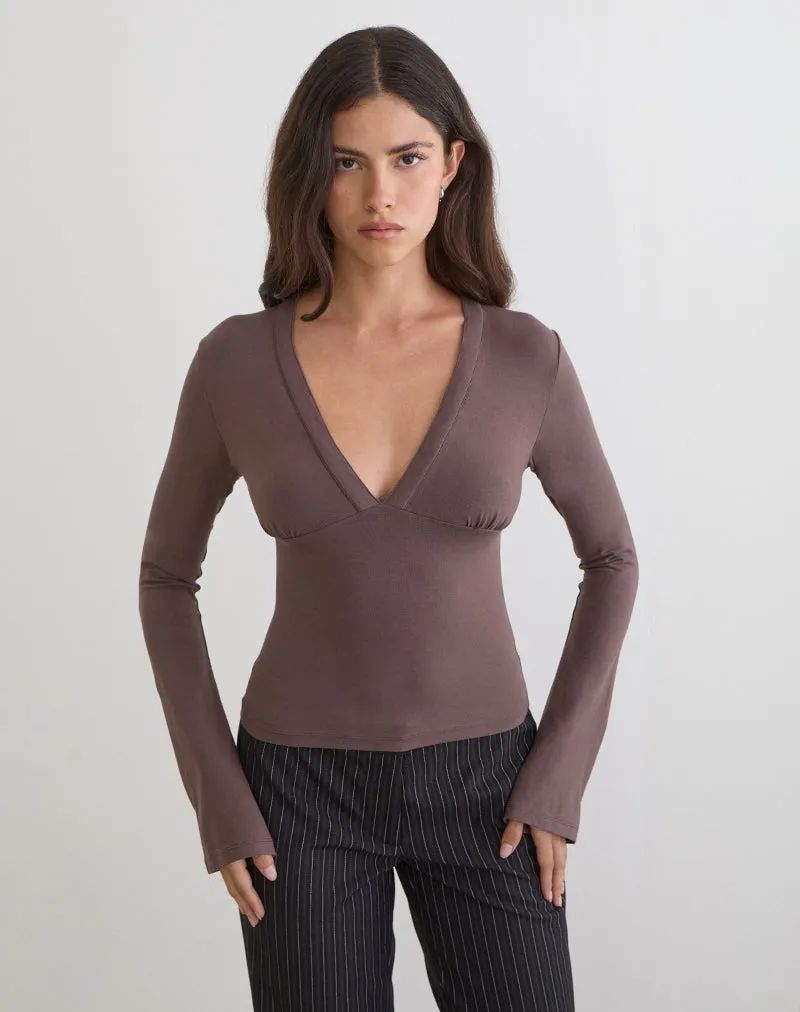 Emesy Long Sleeve Top in Coffee Quartz sold by Motel Rocks product image thumbnail 3