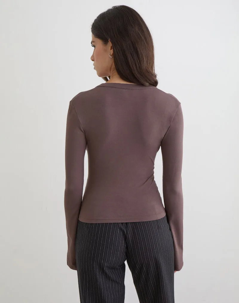Emesy Long Sleeve Top in Coffee Quartz sold by Motel Rocks product image thumbnail 4