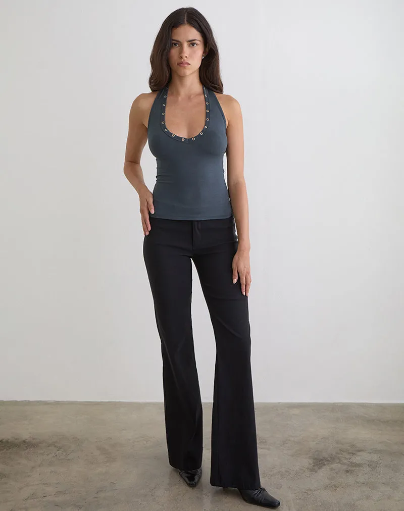 Jugo Halterneck Top in Ocean Storm with Eyelets sold by Motel Rocks product image thumbnail 3