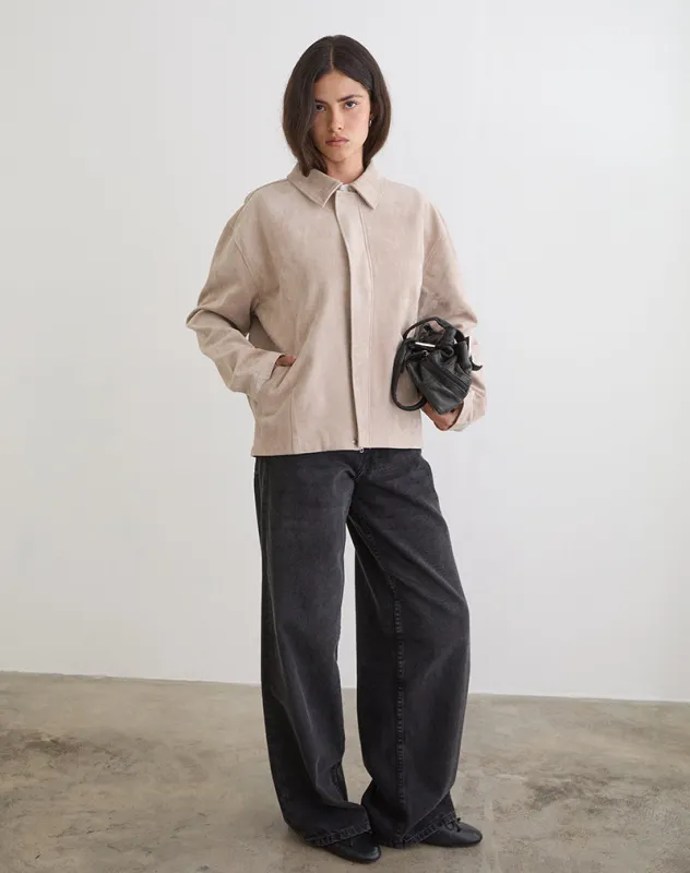 Dante Boxy Jacket in Faux Suede Tan sold by Motel Rocks
