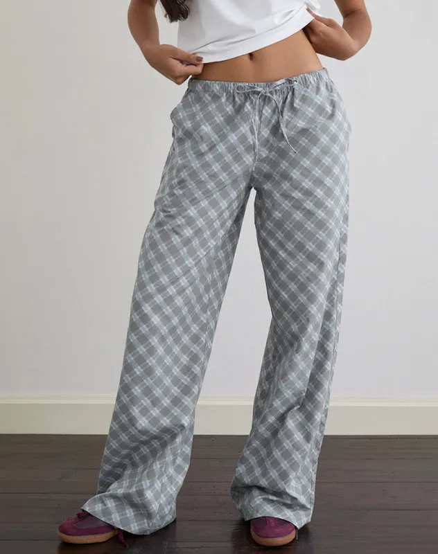 Lirura Trouser in Poplin Oblique Check Grey made by Motel Rocks