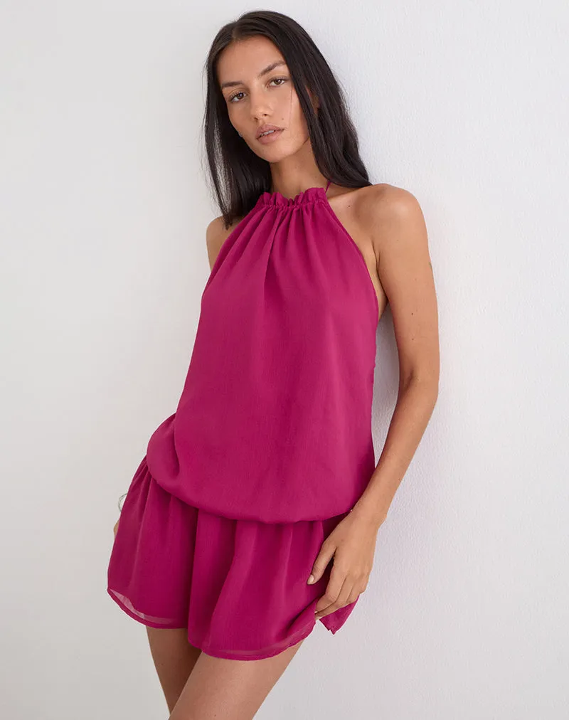 Veloria Halterneck Mini Dress in Dark Rose sold by Motel Rocks product image thumbnail 5