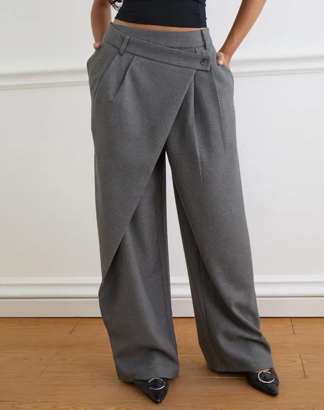 Kanna Asymmetric Trouser in Tailoring Charcoal made by Motel Rocks