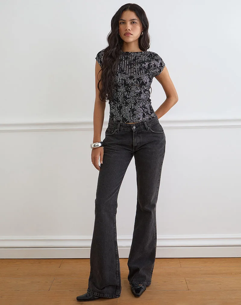 Nova Top in Floral Sequin Black sold by Motel Rocks product image thumbnail 3