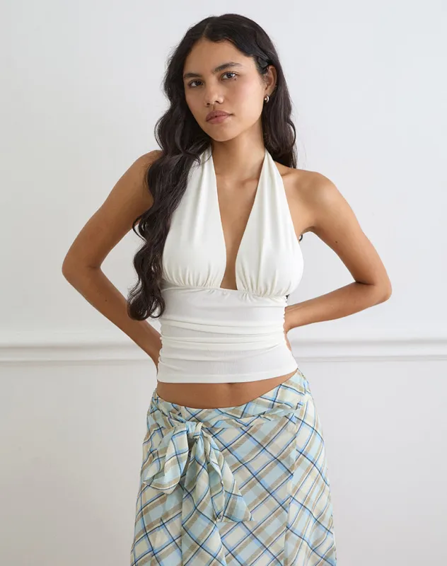 Cosimo Halterneck Top in Cream Eco Lyocell made by Motel Rocks