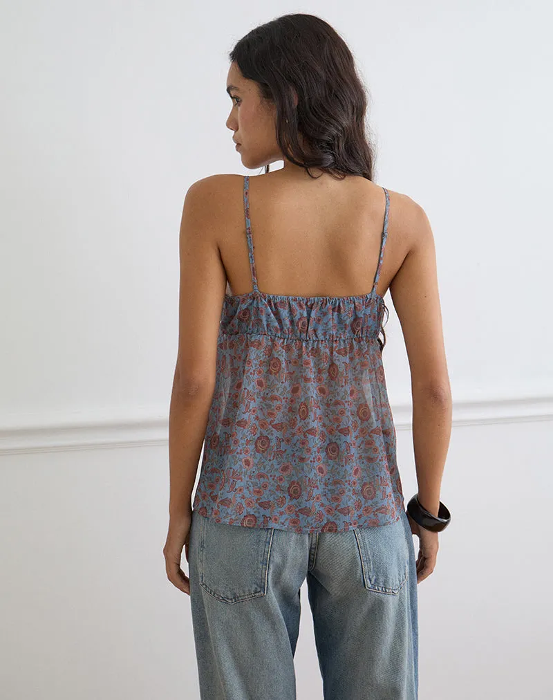 Camden Cami Top in Shadow Blossom Blue Chiffon sold by Motel Rocks product image thumbnail 4
