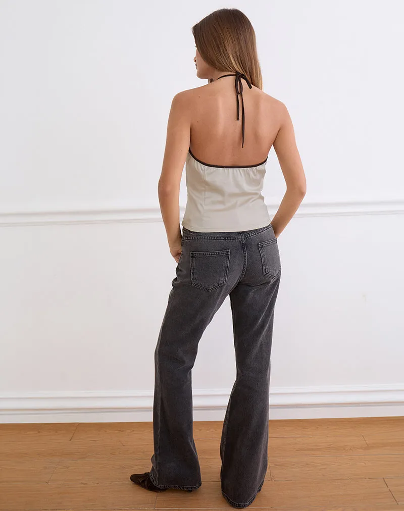 Rovania Backless Halter Top in Satin Champagne sold by Motel Rocks product image thumbnail 4