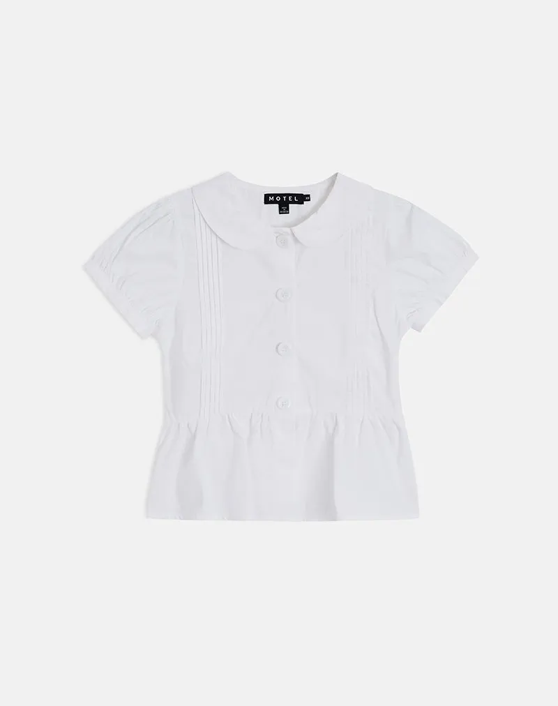 Linde Blouse with Peplum Hem in Poplin White sold by Motel Rocks product image thumbnail 3