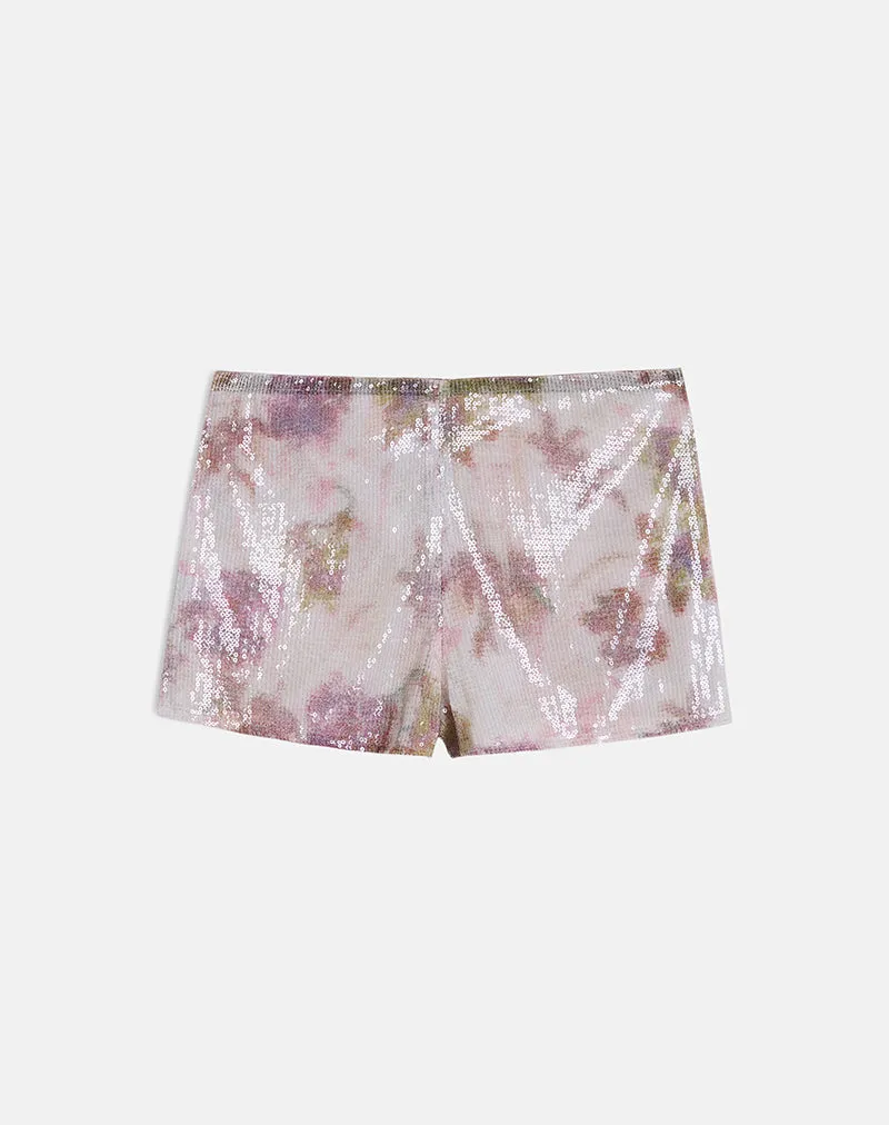 Erna Micro Short in Floral Sequin White and Purple sold by Motel Rocks product image thumbnail 3