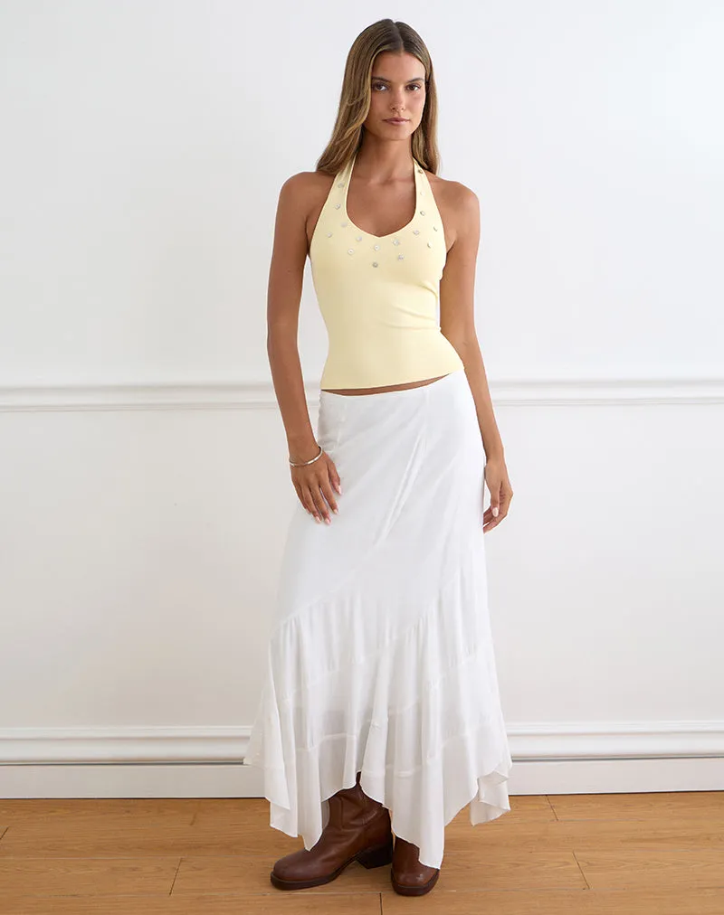 Amita Top with Pearl Buttons in Rib Knit Butter Yellow sold by Motel Rocks product image thumbnail 4