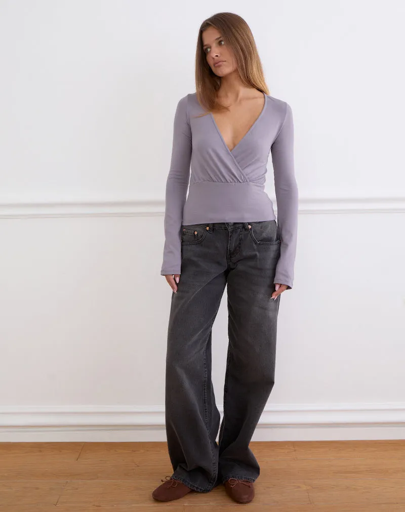 Sheon Long Sleeve Top In Rayon Jersey Grey Lavender sold by Motel Rocks product image thumbnail 2